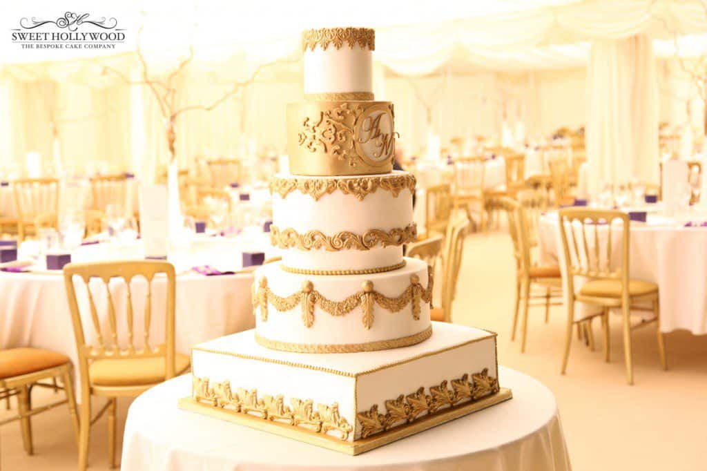 gold regal wedding cake